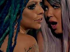 Sexy orgy in the woods with cum sharing Eveline Dellai and her friends