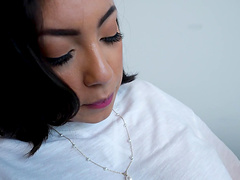 Busty chick Ozzy Sparx sucks a large dick and gets fucked hard