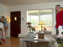 Skinny roommate Bri Klein gets caught while masturbating and wants sex