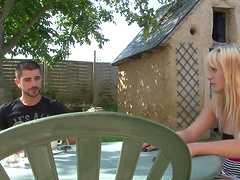 Sexy blonde babe Lana Brillant enjoys while riding her neighbor