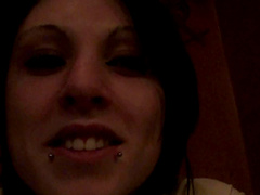 Amateur brunette chick Darla Demonia opens her legs for a quickie