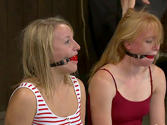 Nipple Torture for Blondes in Pillories Ami Emerson and Isis Love
