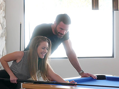 Lilly Ford with small tits moans while being fucked on the pool table