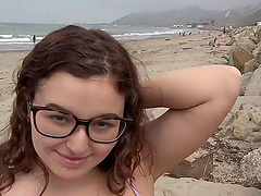 Leana Lovings moans while getting pleasured in the car - POV