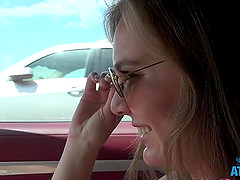 Stella Sedona enjoys while getting fingered in the car - HD