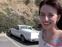 Lana Smalls moans while getting fingered in the back of a car - POV