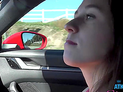 Kourtney Rae moans while getting fingered in the car by her man