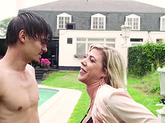 Outdoor dicking in the backyard with blonde Nikky Clarisse