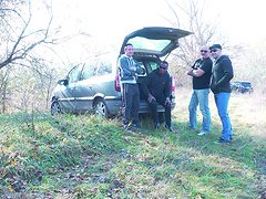 Amy enjoys during MMF threesome in the forest with her friends