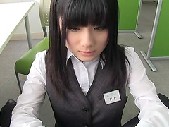 Chika Hirako having fun while giving her boss a nice blowjob