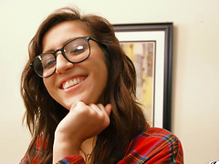 April O'Neil with natural tits enjoys while getting pleasured