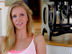 Small tits blondie Rachel James gets licked by her boyfriend