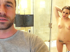 Tattooed Dahlia Sky and Samantha Rone having fun in the backstage