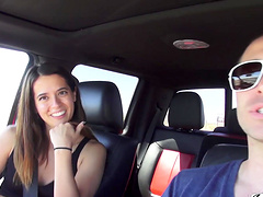 Cum in mouth ending for slutty Abbie Maley after having outdoors sex