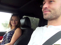 Amazing outdoors quickie with sexy hitchhiker Dani Daniels. HD