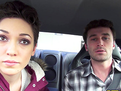 Natural tits darling Lily Lebeau drops her clothes to ride a stiff dick