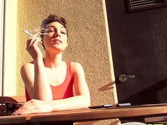 Natural tits darling Lily Lebeau drops her clothes to ride a stiff dick