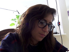 April O'Neil shows her bush while getting ready to shoot a scene