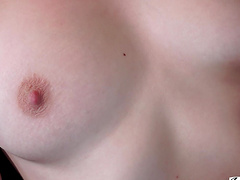 Riley Nixon with natural tits enjoys while being fucked on the bed