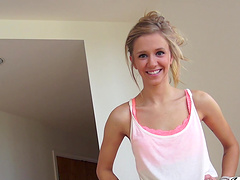 Sexy blonde girls show their tits and pussies in behind the scene videos