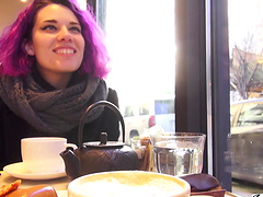 Amateur stranger Violet gets picked up and fucked in the hotel room