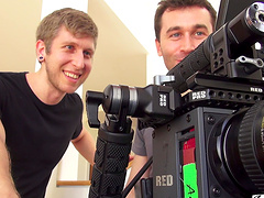 Behind the stage video with brunette model Katrina Jade getting nude