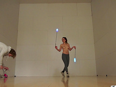 Behind the scene video with topless Jade Nile and Janice Griffith