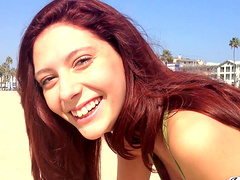 Redhead Ashlyn Molloy enjoys while riding a rock solid cock