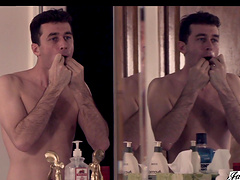 Cum sharing hotties sit on the floor and suck one large manhood