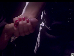 Hot blonde girl Dahlia Sky drops on her knees to suck and ride