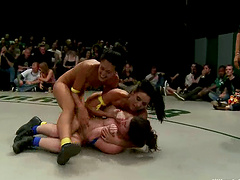 Weak Lesbian Wrestler Gets Humiliated And Abused On The Mat!