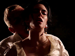 Erotic dicking in the bedroom with a good looking brunette