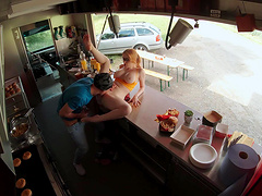 Redhead chick Scarlett Jones gets talked into riding a dick in POV