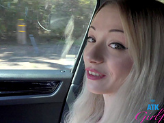 Blonde Cecelia Taylor enjoys while getting fingered in the car