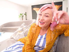 Pink haired babe Adira Allure makes a cock disappear in her vagina