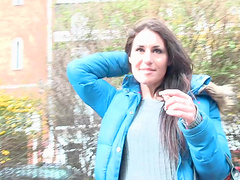 Brunette Jess West enjoys while flashing her pussy in public