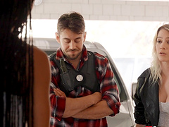 Interracial FFM threesome with sexy Kenna James and Kira Noir