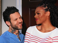 FFM threesome with tattooed Aila Donovan and Halle Hayes