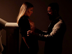 Erotic fucking on the stairs with submissive hottie Eveline Dellai