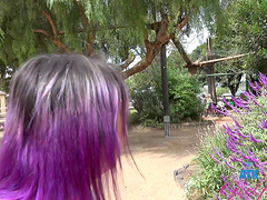 Lily Adams enjoys a public pounding in the dog style