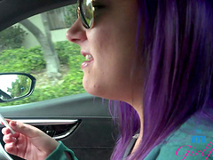 Naughty slut Lily Adams loves smoking and teasing in public