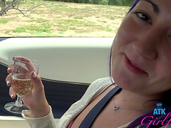 Couple explores chemistry in outdoor pov encounter