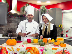 Horny chef fucks hot maid Khloe Kapri after getting a blowjob