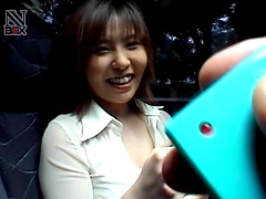 Lovely Shiori Kamiya has fun with a new sex toy in the car