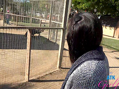 Brunette Kimmy Kimm and her boyfriend spend the day at the zoo