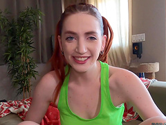 Aria Carson gets her pussy stuffed with a big dick in this steamy scene.