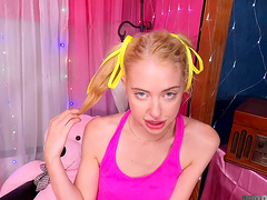 The couple has a naughty time with a young blonde