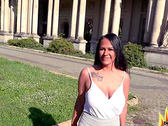 Guy and girl are having sex in the wood, almost getting caught