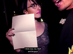 The beautiful brunette Lou Nesbit is being fucked on the bed by Bodo