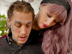 A shaved pussy lover gets a big cock surprise